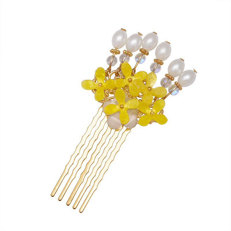 发梳传统服饰配饰桂花仿珍珠古风盘发中秋节发饰旗袍头饰压鬓发簪