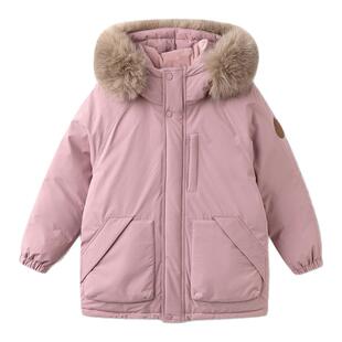 巴拉巴拉儿童羽绒服女童三防外套2026新款冬装大童宝宝毛领派克服