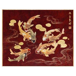 朱炳仁铜 九鱼聚财电表箱装饰画九鱼图配电箱遮挡电闸盒铜挂画