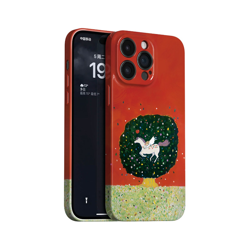 树中飞马~独特油画艺术ins适用苹果17promax手机壳iphone16华为pura70小米14vivoS30小众iqoo15荣耀400一加13