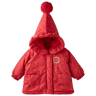 aqpa爱帕儿童宝宝棉服新年红拜年服夹棉外套上衣冬季保暖棉衣外出