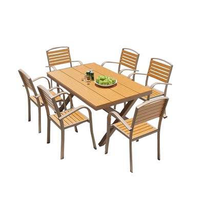 户外桌椅套装塑木材质防水防晒