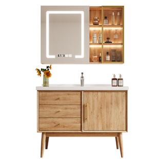 四季沐歌浴室柜组合陶瓷一体盆日式原木风洗手脸盆柜卫浴柜洗漱台