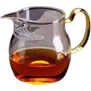 高硼硅加厚玻璃月牙公道杯茶漏一体大容量带滤网分茶器耐热泡茶杯