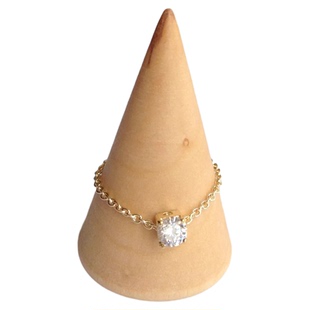 Freeter欧美手工自制四爪方钻美国进口14K包金链条锆石戒指ins潮