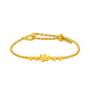 周大生黄金小福禄手链女款足金硬金葫芦金珠手绳转运珠三八节礼物