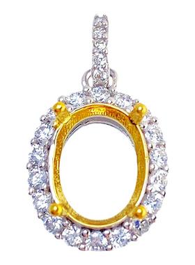 森系轻奢气质满钻吊坠空托椭圆