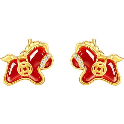 中国黄金珍尚银轻奢玛瑙耳钉