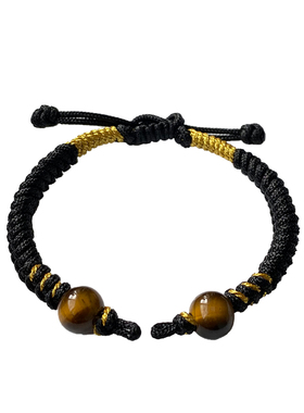 黑玛瑙绳编虎眼石半成品水晶手链