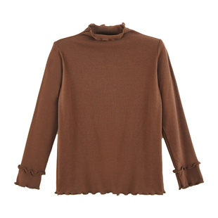 砚台家儿童长袖打底衫秋冬季女童森系花边领纯色内搭春秋T恤上衣