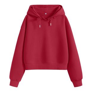 班尼路红色新年连帽卫衣女款2026本命年新款小个子短款显瘦上衣Q