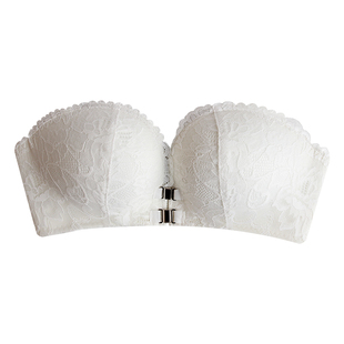 从前面扣的内衣不要肩带黑夜店风女人性感火辣无肩带小胸聚拢防滑