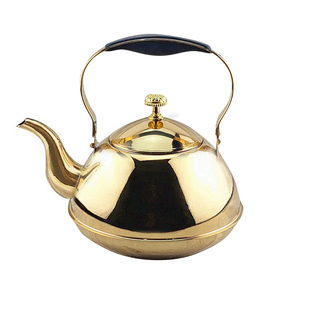 特厚不锈钢茶壶早茶餐厅茶楼茶水壶饭店餐厅古典金色茶叶壶带滤网