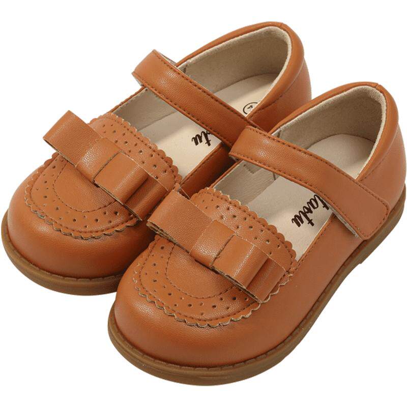 卡特兔女童公主鞋春秋新款女宝单鞋平底鞋女孩鞋子复古风儿童皮鞋