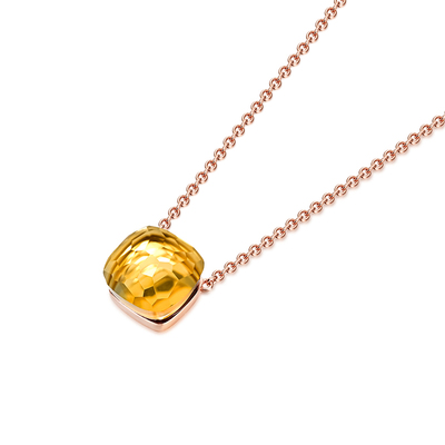 天然粉水晶银项链女925托帕石