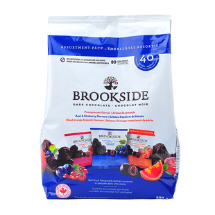 美国Brookside蓝莓和覆盆子橙子石榴夹心黑巧克力豆情人节礼800g