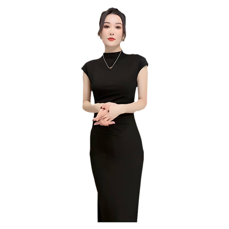遮肚子减龄无袖连衣裙