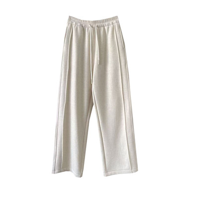 加绒加厚羊绒呢料窄版直筒休闲裤