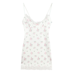 夏季茶艺少女碎花吊带睡衣网纱可爱蕾丝纯欲风甜美睡裙带胸垫薄款