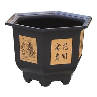 加厚仿陶瓷塑料花盆复古六角花盆特价清仓特大号吊篮盆栽多肉花盆