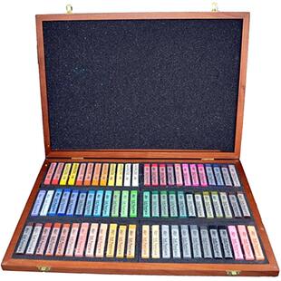 韩国盟友色粉笔72色木盒学院级彩色粉笔颜料彩绘色粉手绘绘画专业画画套装初学者粉彩棒画笔美术用品工具