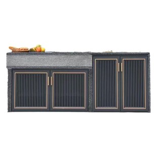 户外庭院水池百叶门厨房铝合金橱柜门格栅门阳台灶台带框免孔安装