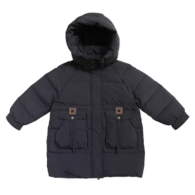 啦芙莱中大童长款90白鸭绒羽绒服