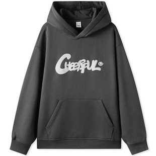 森马卫衣男发热抑菌2025冬季新款宽松连帽衣服加绒校园印花情侣装