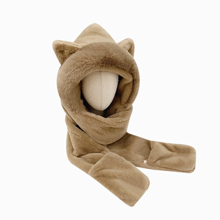 帽子女童2024新款秋季儿童带口罩围脖一体戴的连围巾手套男童冬款