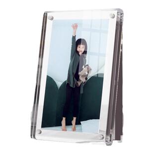 相框洗照片做成摆台长方形定制透明亚克力刻字lLOGO毕业照简约8寸