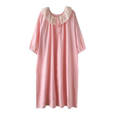 甜美公主风纯棉纱布大码睡裙春秋