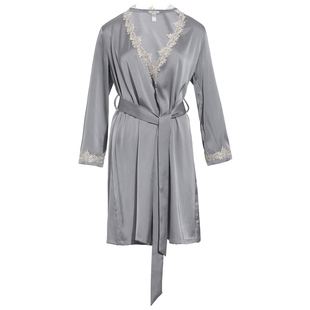 NoirTease奈黎诗春夏性感丝质睡袍女薄款蕾丝系带浴袍睡衣家居服