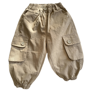 男童裤子春秋儿童工装裤2026新款宝宝纯棉束脚裤帅气小男孩休闲裤