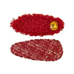 新年红色头饰毛绒刘海发夹女边夹侧边前额bb夹一字夹秋冬碎发发卡