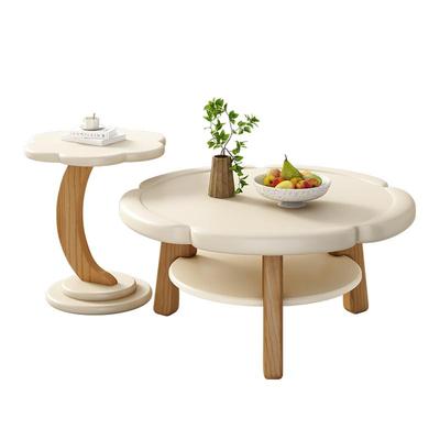 新款奶油风实木小户型花瓣茶几