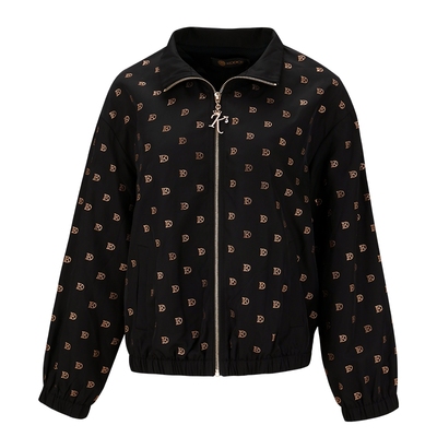 kodice女黑色烫钻立领拉链外套