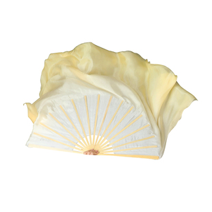 西厢寻他真丝舞蹈扇子跳舞扇双面渐变色古典舞扇子米黄金黄胶州扇