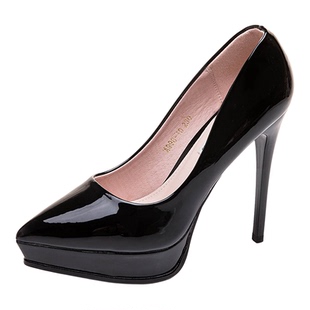 11公分性感漆皮时尚12cm超高跟鞋细跟防水台小码夜店尖头女单鞋