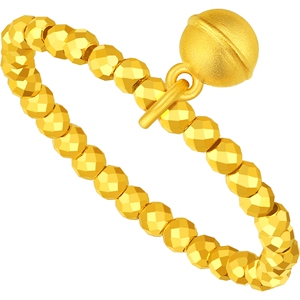 潮宏基铃铛爆闪蹦迪珠5G足金戒指黄金戒圈指环礼物送女友 计价