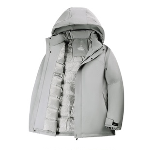 男士短款羽绒服中年爸爸加厚款保暖抗寒冬季高充绒量可拆卸帽外套