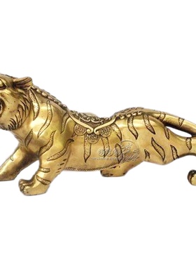 老虎摆件纯铜金钱虎招财猛虎下山