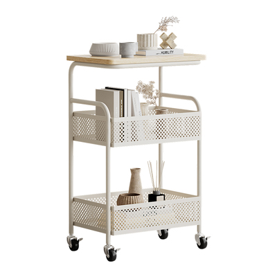 耶特原木风实木可移动边柜