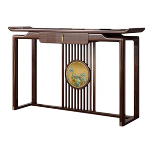 新中式乌金木玄关柜靠墙供桌客厅入户中堂香案神台实木端景台条案