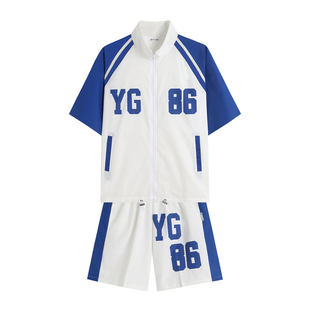 学生运动套装小学初中运动会方阵队服啦啦队球队队服蓝白毕业班服