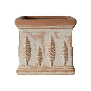 红陶花盆手工做旧帝罗马陶盆方型粗陶盆透气户外庭院陶土盆大口径