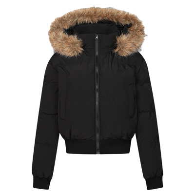 短款长袖常规保暖青少年毛领刺绣