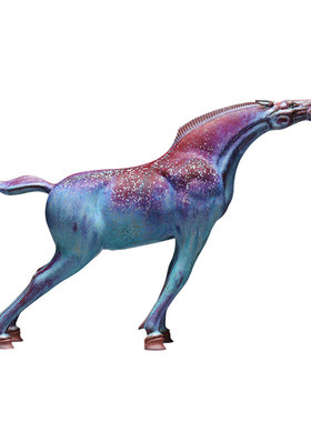 寻造钧瓷国工大师王现峰窑宝马摆件艺术窑变陶瓷收藏品《玉长风》