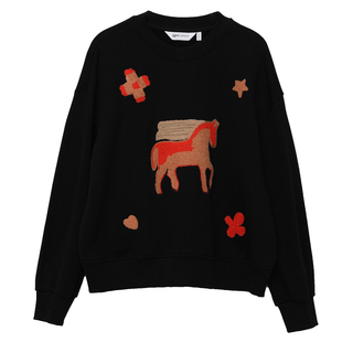 【生肖系列】MOVEUP幻走2025冬季新款纯棉圆领绣花短款红色卫衣女