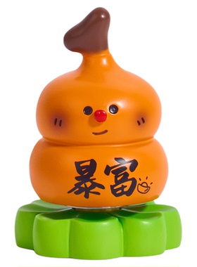 「一夜暴富」胖 fufu 可旋转葫芦工位解压神器桌面治愈小摆件车载