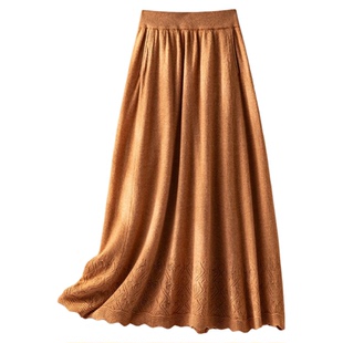 老粉指定要！镂空羊绒半身裙 女百褶裙 冬季百搭的A字羊绒裙